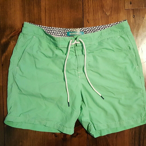 New Mens Bonobos Swim Trunks Swimsuit size 32 7-inch inseam navy blue orange